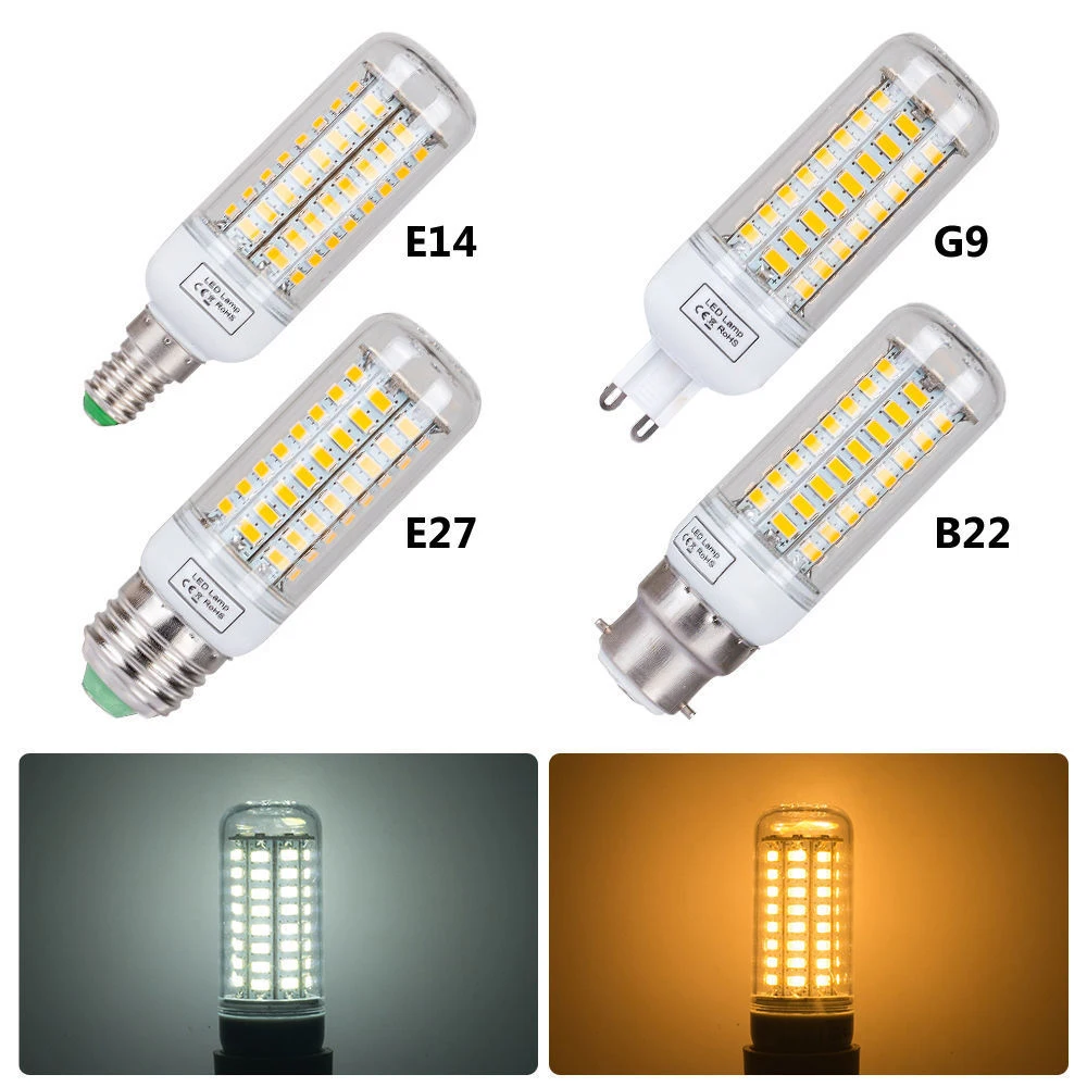 G9 E27 Светодиодная лампа E14 SMD5730 110V 220V кукурузная 24 36 48 56 69 72LEDs люстра Свеча для