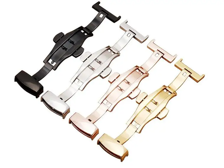 

316L Stainless Steel 10 12 14 16 18 20 22 24mm Watch Buckle Watchbands Double Push Deployment Butterfly Clasp Strap Accessories