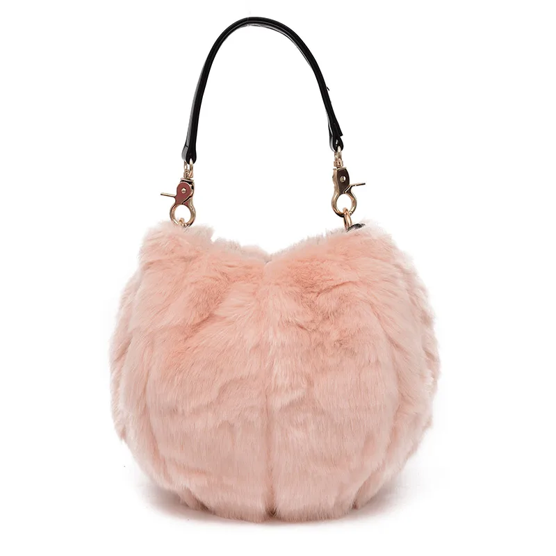 2018 Autumn Winter bag Warm women's handbag bucket cute plush Messenger purses tote bags for women | Багаж и сумки