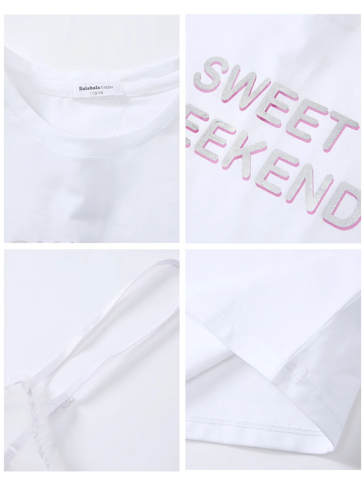 Balabala/хлопковая футболка для маленьких девочек Детская с короткими рукавами