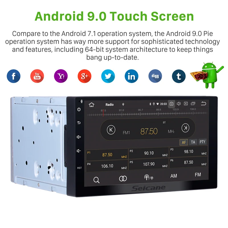Автомагнитола Seicane 2DIN Android 10 0 GPS навигация 4 + 64 ГБ 7 дюймовый сенсорный