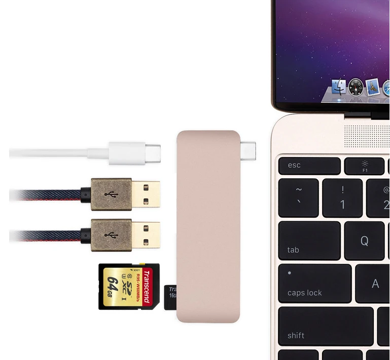 High Performance 5 in 1 Combo Type C Hub USB 3.0 Slot-in TF/SD Card Reader with Charging Port for Macbook Laptop | Компьютеры и офис