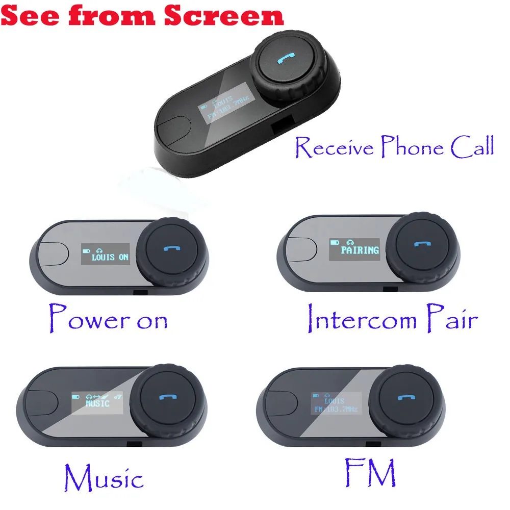 helmet headset wireless motorcycle intercom system 2pcs LCD Screen FM TCOMSC HIFI Sound Direct Talk DSP Full Duplex interphone | Автомобили