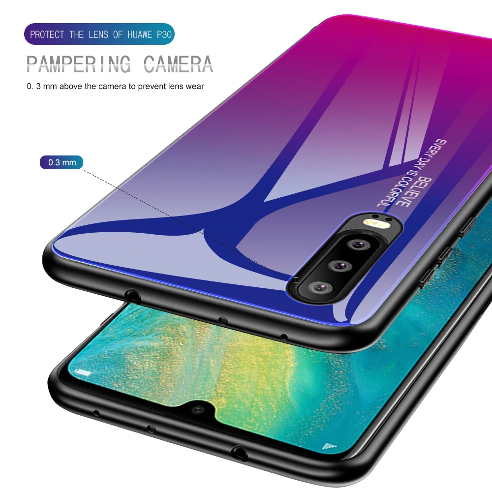 3D цветное закаленное стекло+ силиконовый чехол для huawei P20 P30 Pro Lite honor 9 Lite 10 P smart mate 10 20 Lite Pro Чехол для сотового телефона