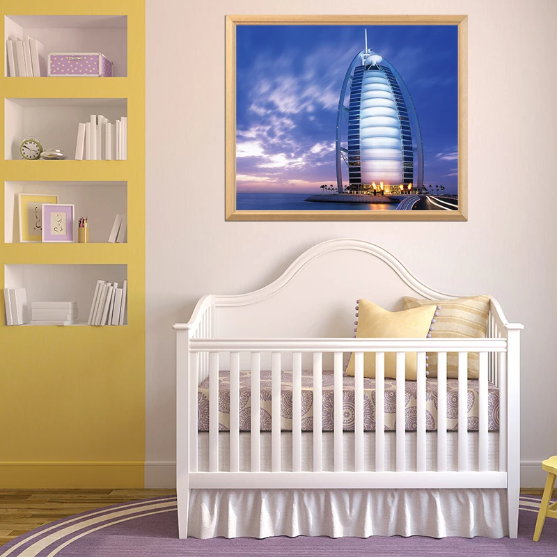 Алмазная живописная 5D картина Burj Al Arabic-Dubai для творчества полноразмерная/круглая