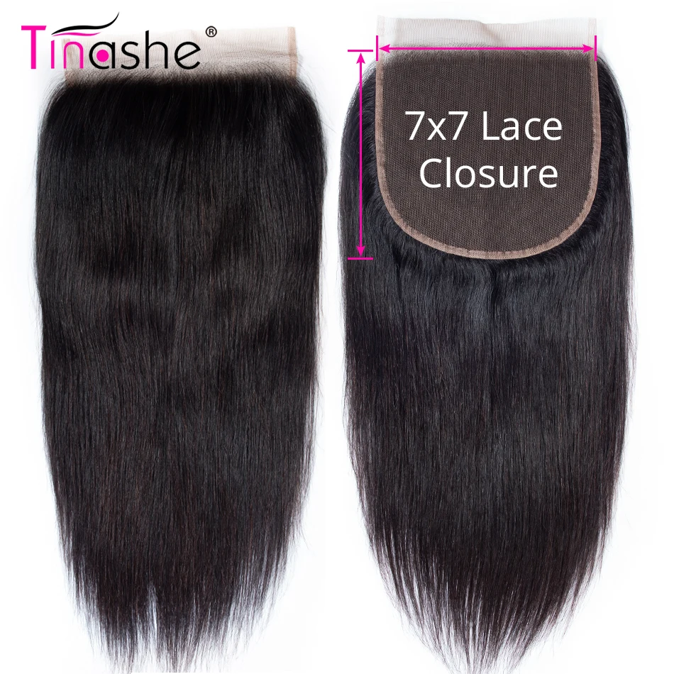 Волосы Tinashe 7x7 кружевные Remy бразильские прямые свободные средней длины три части