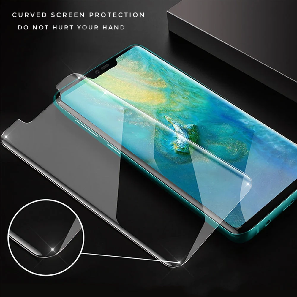 Полная проклейка для экрана из жидкого стекла Huawei Mate 20 Pro 3D изогнутая Защитная