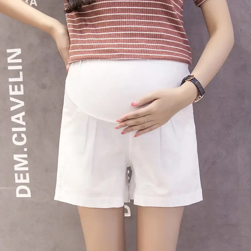 Хлопковые льняные шорты для беременных женщин летние штаны с высокой талией
