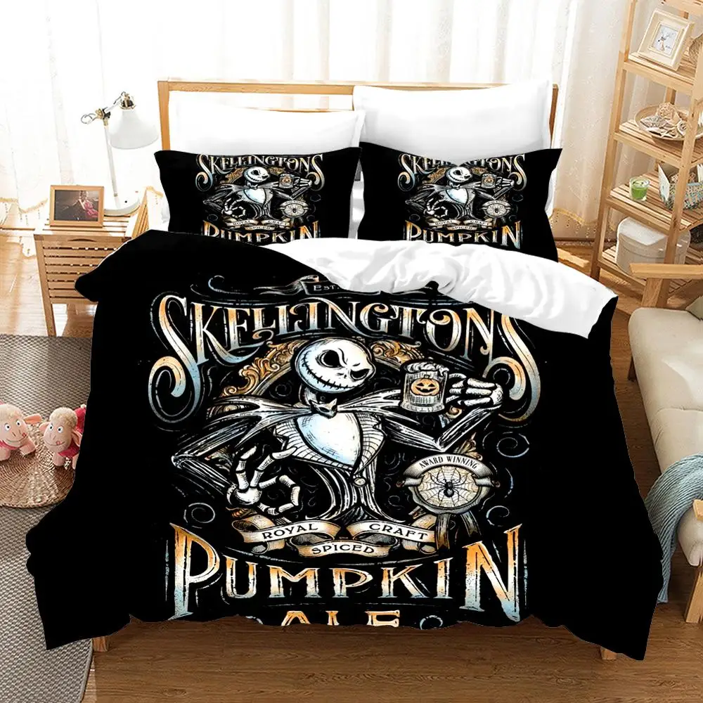 3D print Bedding set Halloween Cartoon Skull Nightmare Before Christmas friends' gift Duvet cover set Home Textiles