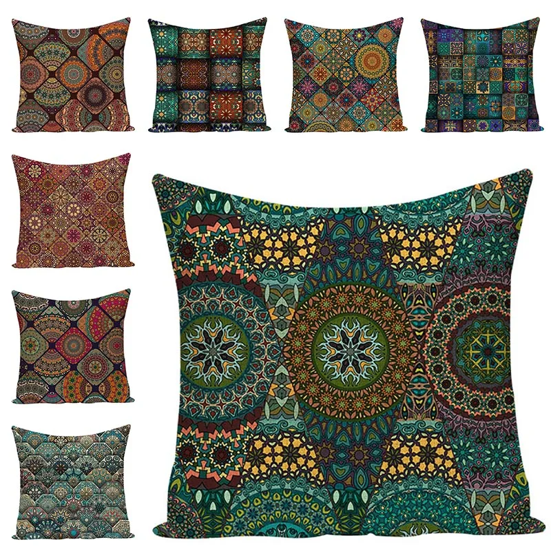 Винтажный чехол для подушки с цветочным рисунком геометрические стульев