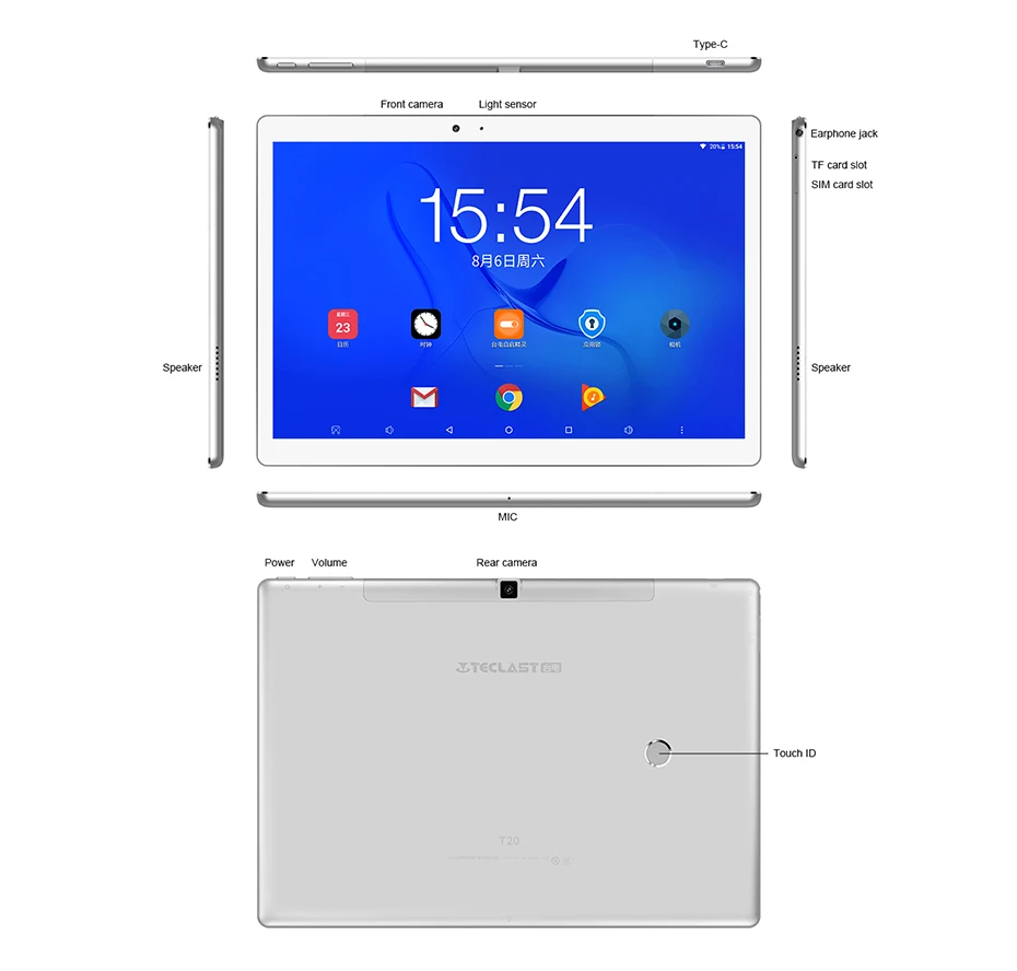 Teclast T20 планшетный ПК с отпечатком пальца MT6797 X27 Deca Core 4 Гб rom 64 Гб ram 4G сеть 13,0 МП 10,1 дюймов 2560*1600 gps Android 7,0