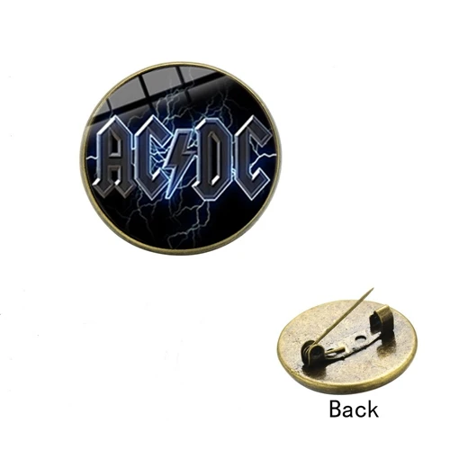 Style 17 SONGDA AC/DC поп-рок-группа Брошь Мода жесткий рок-музыка логотип ACDC ручной работы стекло кристалл купол значки на лацкан, Металлическая Эмблема для фанатов подарок - Окраска металла: Style 17