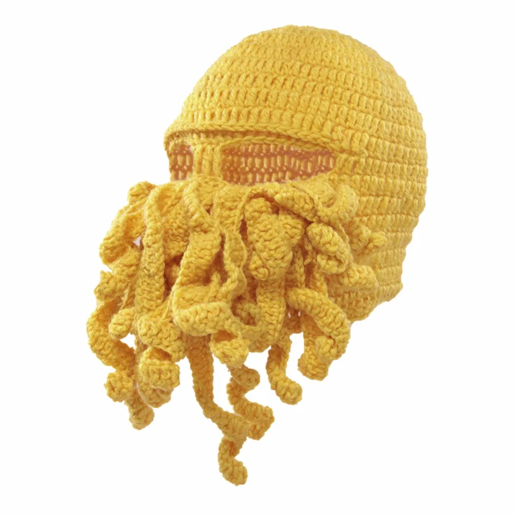 Lisli зима теплая Новинка Мужская вязаный шерстяной Забавный осьминог маска борода