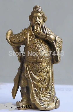 Оптовая продажа&gt 4 &quotКитайская латунная скульптура ручной работы guan gong dragon robe