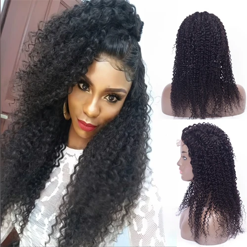 Natural Color Lanqi кудрявый 4 × 4 парик с закрытием шнурка спереди человеческие волосы парики для черных женщин бразильские парики с кружевом спереди парик с закрытием - Hair Color: Natural Color