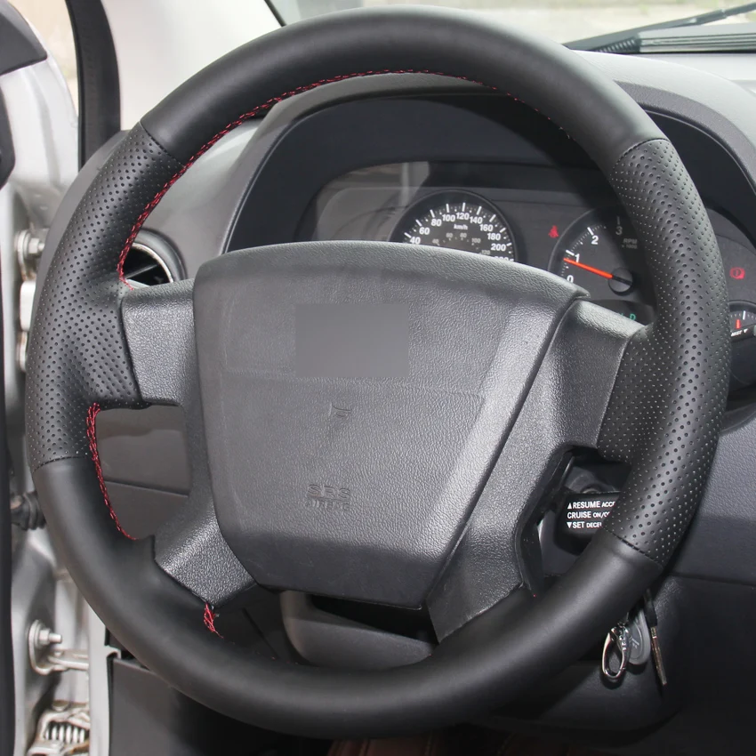 Черный PU искусственная кожа DIY сшитый вручную чехол рулевого колеса автомобиля для Jeep Compass 2006-2010 старый Патриот 2007-2010