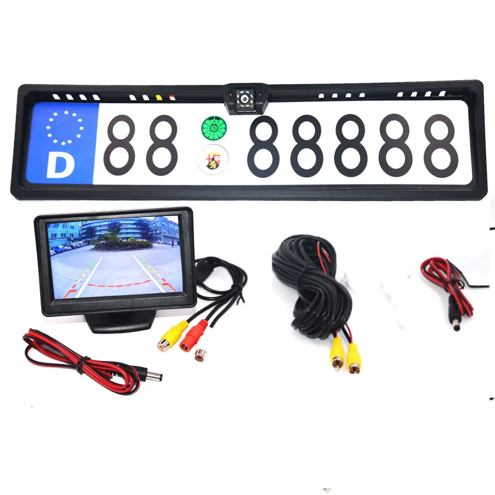 4.3 TFT Car Monitor + Rear View Camera Waterproof EU European License Plate Frame Parktronic Reverse Night Vision Backup | Автомобили и