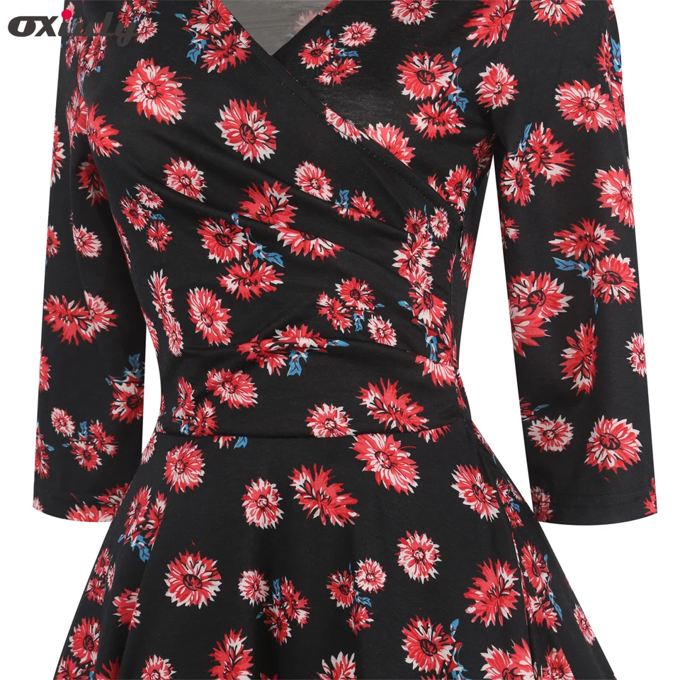 Oxiuly Осень Сексуальная Bodycon Цветочный принт Платья для женщин женский халат