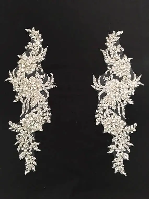 silvery one piece Высокое качество Зеленый ручной работы Свадебный головной убор пояс, роскошный бисер стразы аппликация Swarovshi с искусственным цветком поштучно - Цвет: silvery one piece