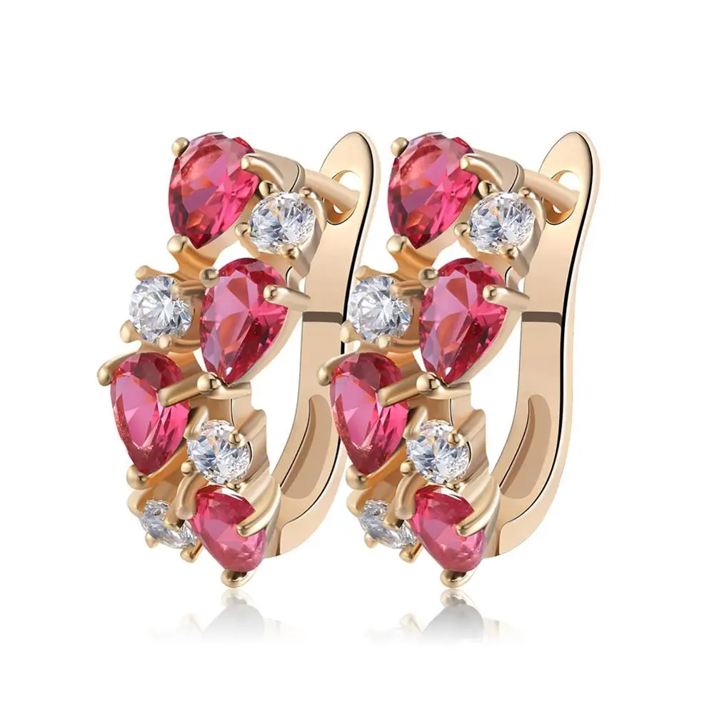 DDE18-R Effie queen, золотистые полированные серьги-гвоздики, вымощенные кубическим цирконием AAA, женские серьги для свадебной вечеринки, ювелирные изделия DDE55 - Окраска металла: DDE18-R