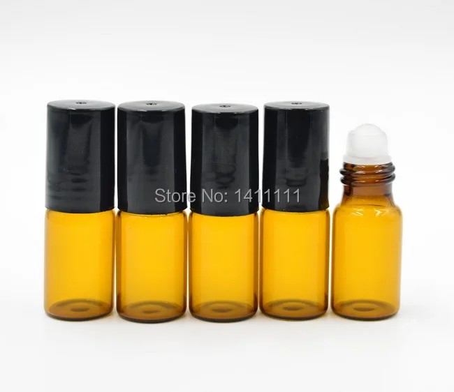 Мини многоразового 3 мл янтарная коричневый ароматы роликовая стеклянная