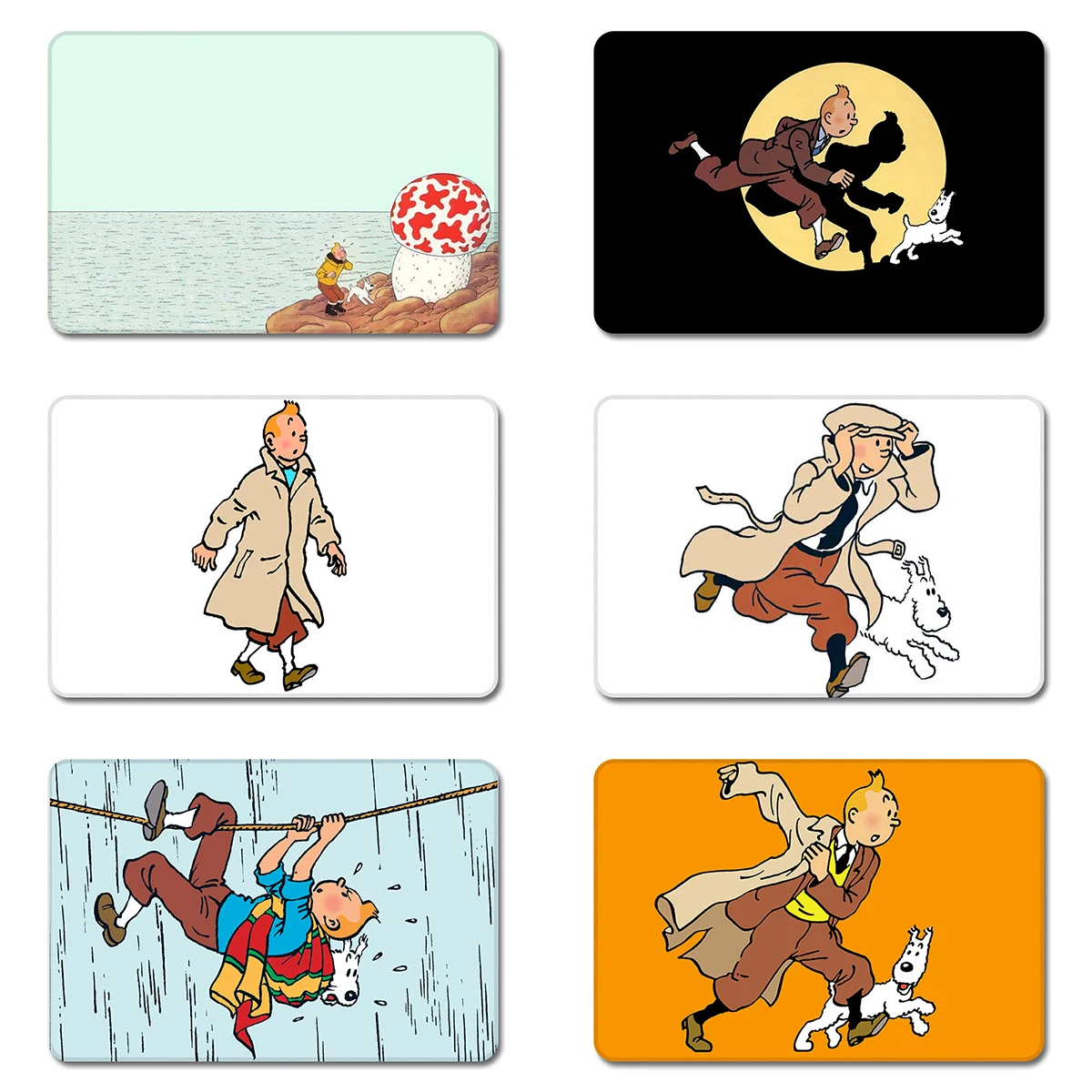 Приключения Тинтина мультфильм аниме крутой дизайн природа резиновый коврик для