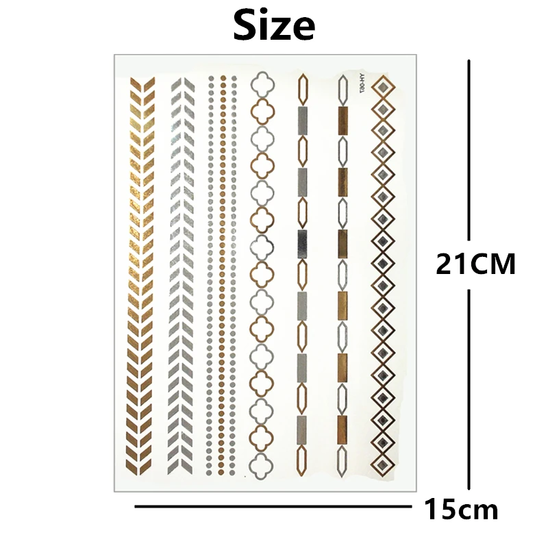 SHNAPIGN 24 стиль Временные татуировки боди арт цепи полосы золотой дизайн флэш
