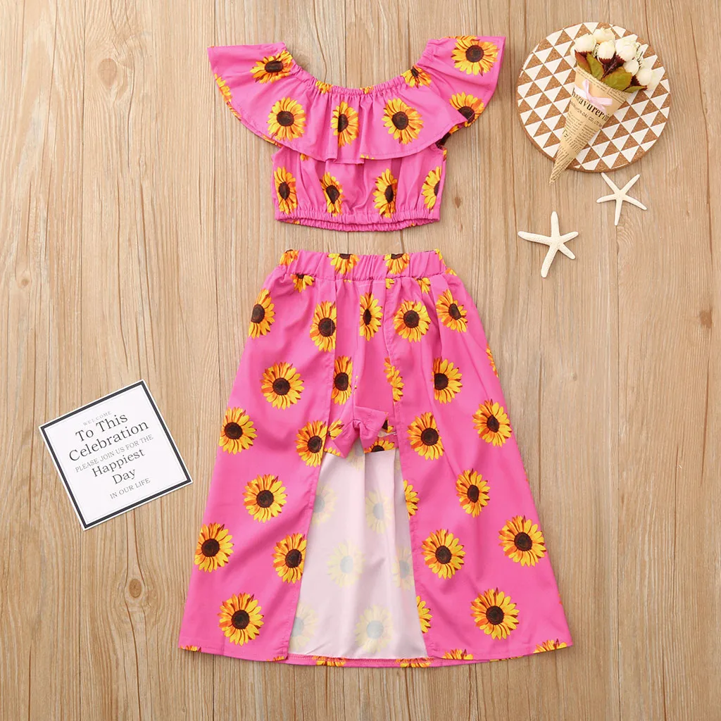 Комплект одежды для новорожденных девочек хлопковый топ с открытыми плечами и