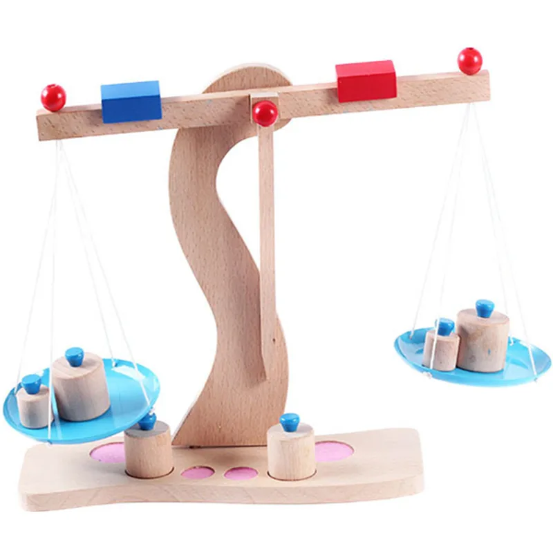 

43CM*8CM*4.5CM Wooden Balance Game For Children Educational Toys Baby Learning To Weighing Balance Scales Kids Wood Brinquedos