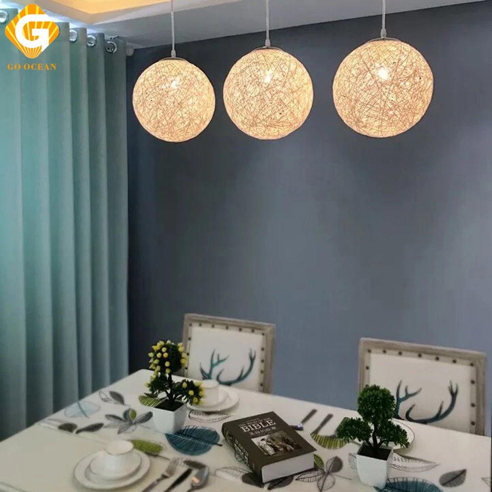 Подвесной светильник из бамбука Цветные LED лампы ротанга для бара кафе дома в