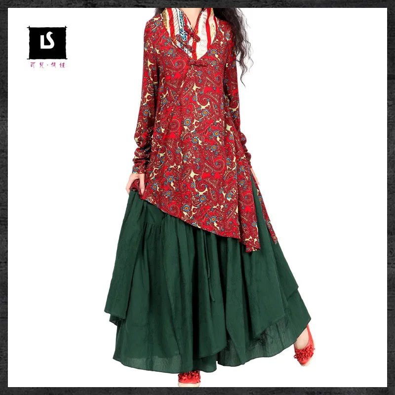 Винтажная Женская юбка 70-х годов длинная темно-зеленая винтажная женская