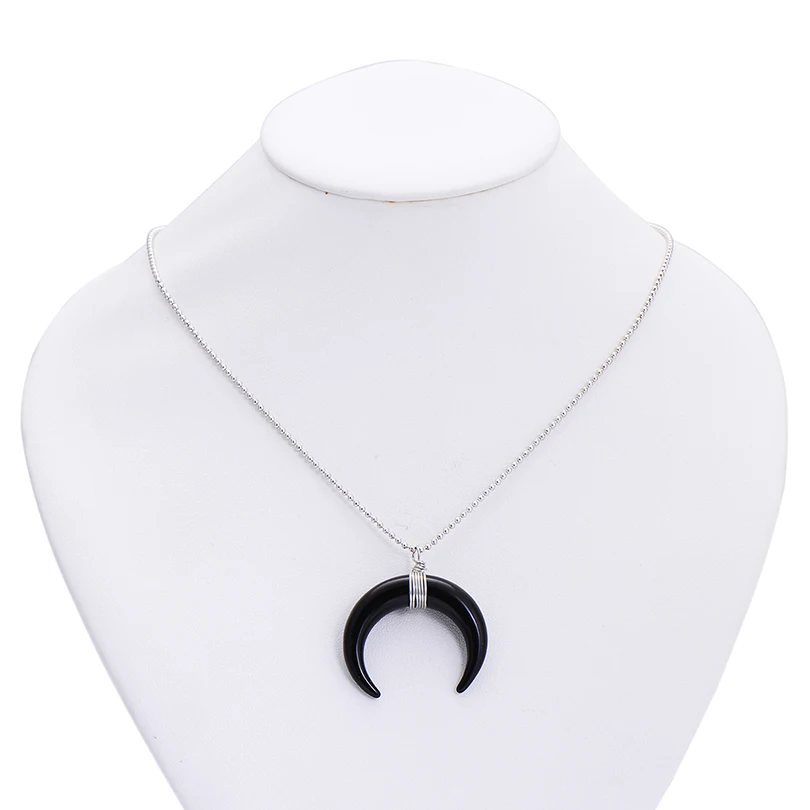 2017 Summer Black Acrylic Horn Moon Choker Necklaces For Women Bohemian Silver Gold Color Collar Necklace Handmade Chain Jewelry | Украшения