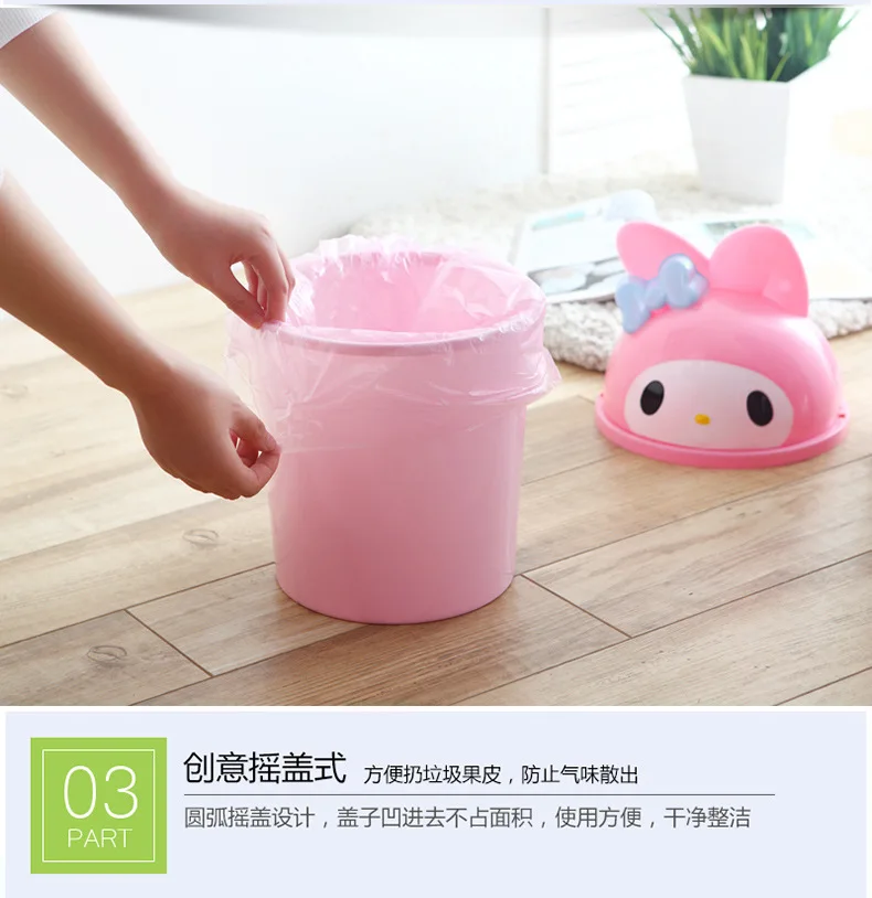 Cute Cat Table Bedroom Mini Trash Bin for Car Storage Bins Waste Basket with Lid Bathroom Trash Can Living Room Recycle Bin Pink