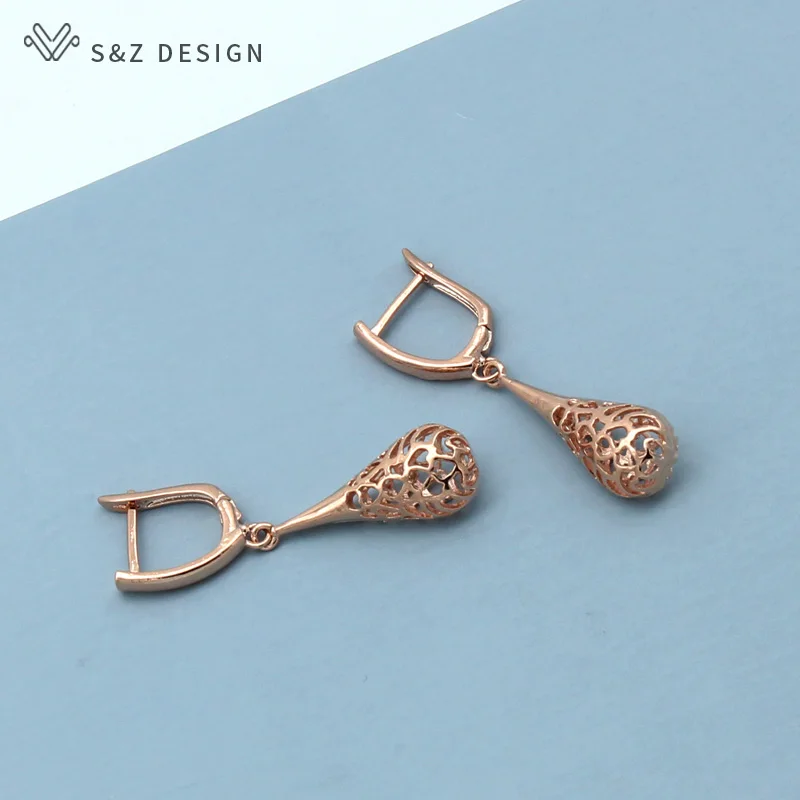 Женские длинные серьги-подвески S &amp Z висячие серьги из розового золота 585 пробы в