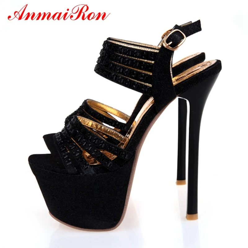 

ANMAIRON PU Casual Buckle Strap Women Fashion Platform Sandals Ankle Strap Women High Heel Shoes Size 34-39 LY688