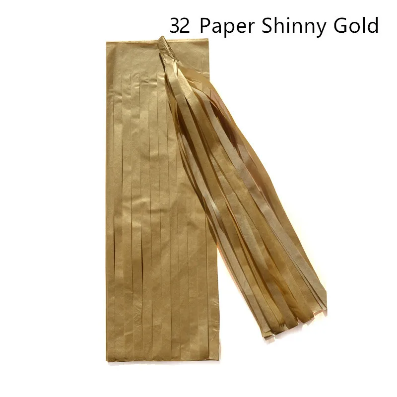 32 paper shinny gold 5 шт. 14 дюймов гирлянда из папиросной бумаги с кистями для свадебного украшения Diy Висячие на день рождения Вечеринка Детский душ вечерние принадлежности 35 см - Цвет: 32 paper shinny gold