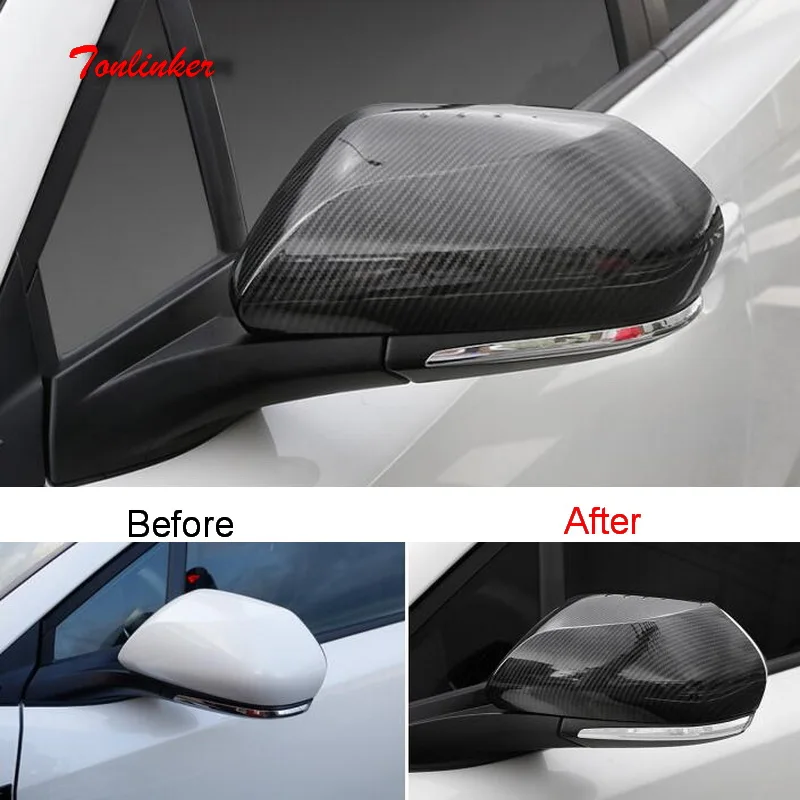 

Tonlinker наклейка на крышку для Toyota CHR 2018, Стайлинг автомобиля, 2 шт., хромированный АБС-пластик, украшение для зеркала заднего вида, наклейка на к...