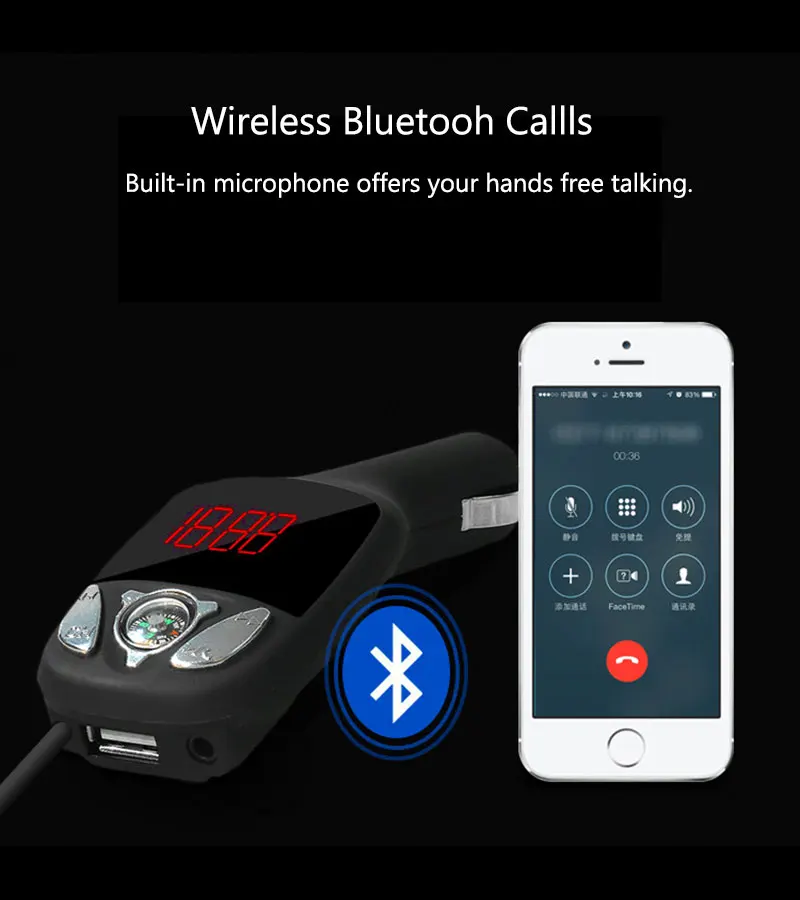 Fm передатчик беспроводной радио адаптер автомобильный Bluetooth 4 0 комплект fm