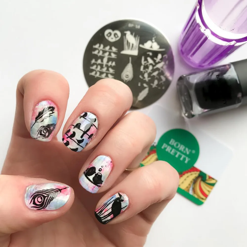 6 мл BORN PRETTY лак для стемпинга ногтей черный печати ногтей|stamping polish|nail art stamping