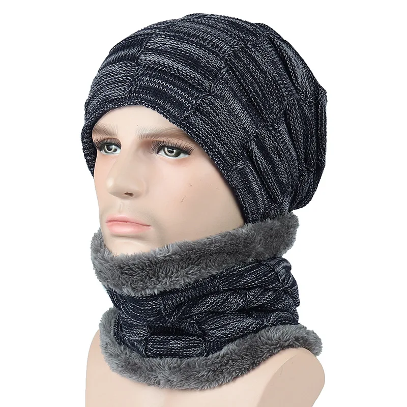 Зимние шапочки шапка шарф набор Skullies Beanies мягкие теплые Мешковатые с черепом