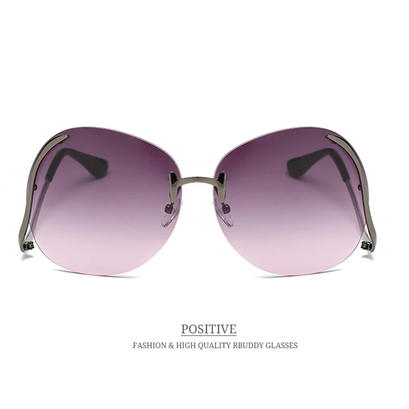 RBUDDY Sunglasses Women Oversize Brand Designer 2017 Big Size Female Clear Lens glasses Transparent Gradient Rimless Sunglasses|designer rimless