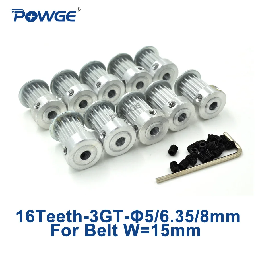 3GT синхронный шкив POWGE 10 шт. 16 зубьев отверстие 5/6 35/8 мм для ширины 15 GT3 3MGT Ремень ГРМ