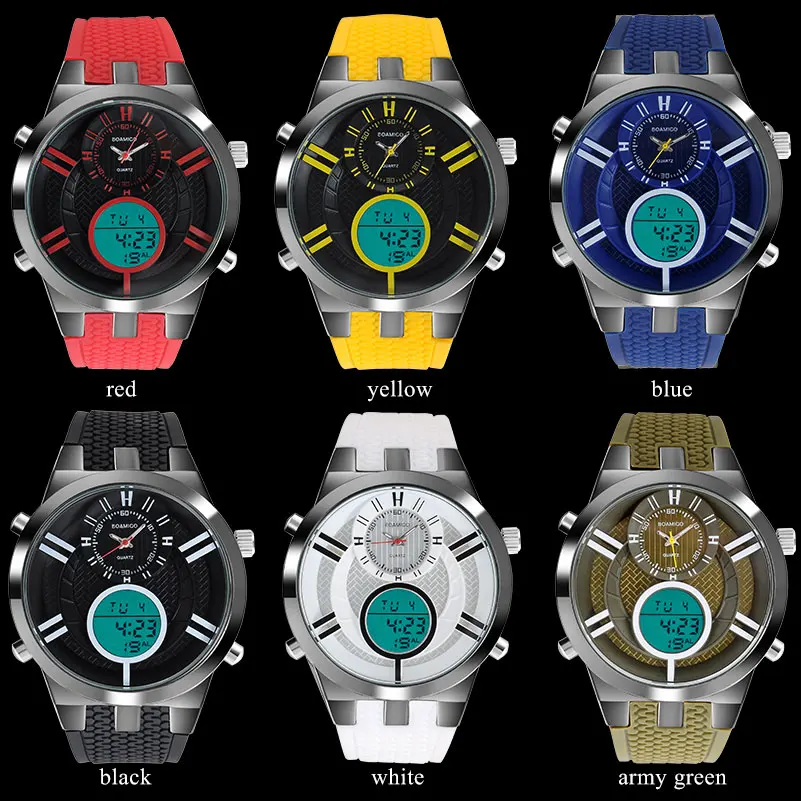 Мужские спортивные часы BOAMIGO брендовые цифровые военные кварцевые красный
