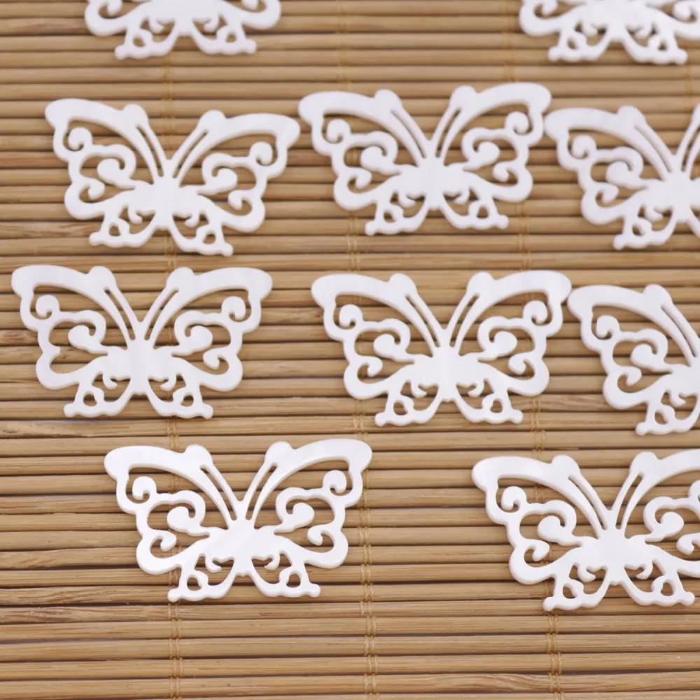 10 PCS 21mmX35mm Butterfly Shell Natural White Mother of Pearl Loose Beads