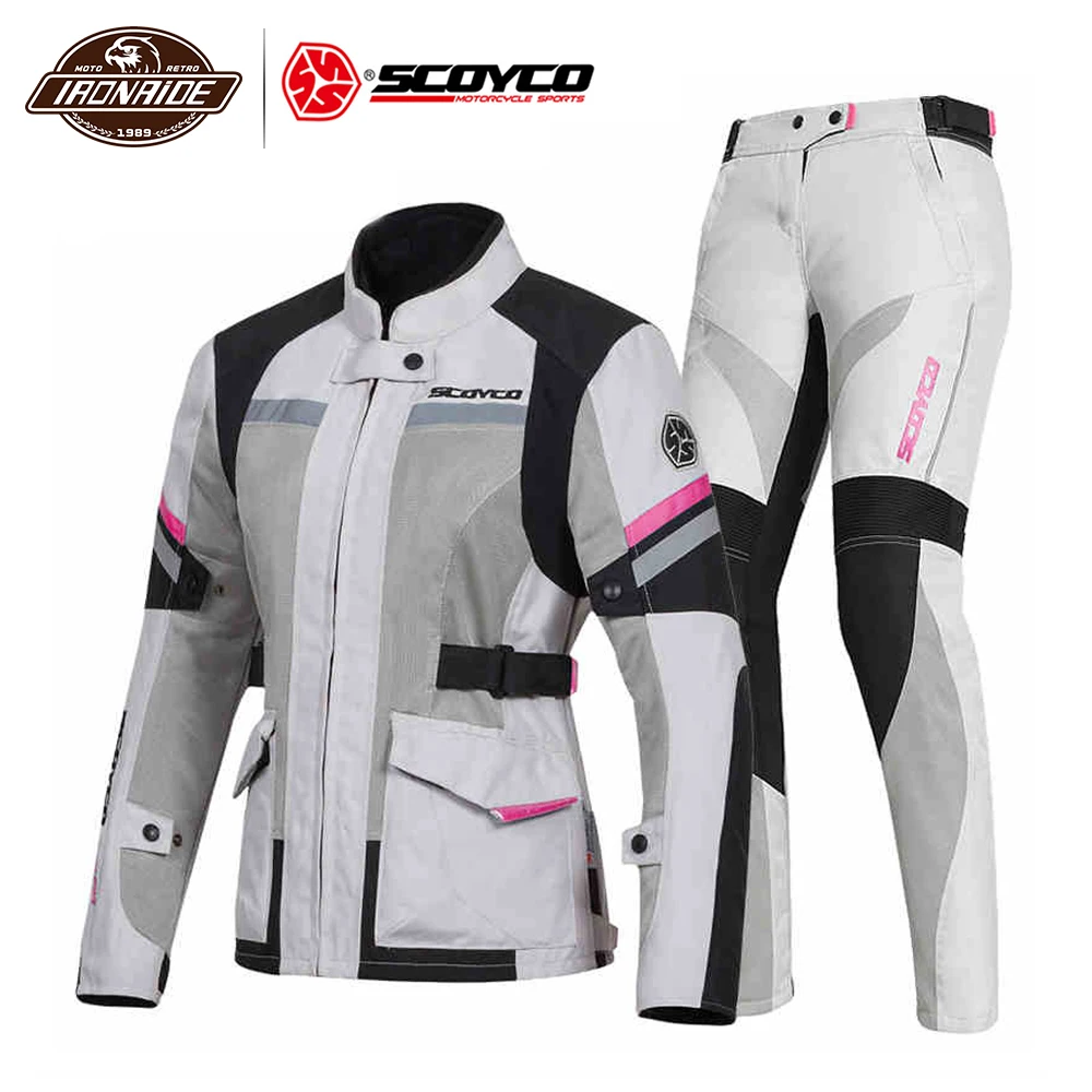 Pink Suit SCOYCO, Женская мотоциклетная куртка, летняя байкерская куртка, куртка для верховой езды, ночная отражающая, для мотокросса, Chaqueta CE, защита, дышащая - Цвет: Pink Suit