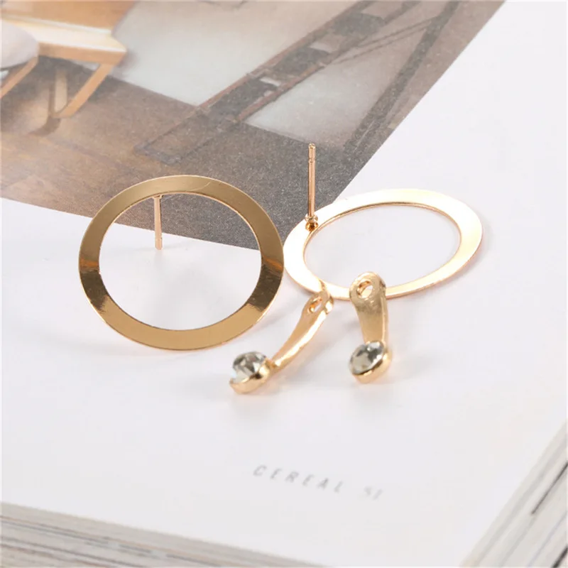 

New Fashion Personality Geometric Circle With Rhinestones Hanging Earrings Exquisite Zircon Earrings Wedding Accessories