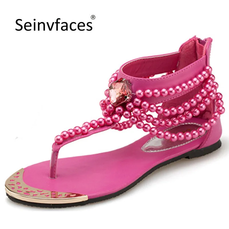 Женская летняя обувь Красивые Богемские блестки Стиле с украшением в виде
