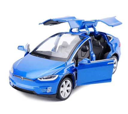 Синий Tesla модель X S металлический литой автомобиль литой под давлением игрушечный автомобиль с откидной спинкой мигающий музыкальный подарок 1:32 игрушечный автомобиль для детей Подарки - Цвет: Синий