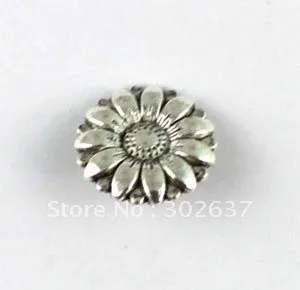 

FREE SHIPPING 120PCS Tibetan silver sunflower button beads A15359