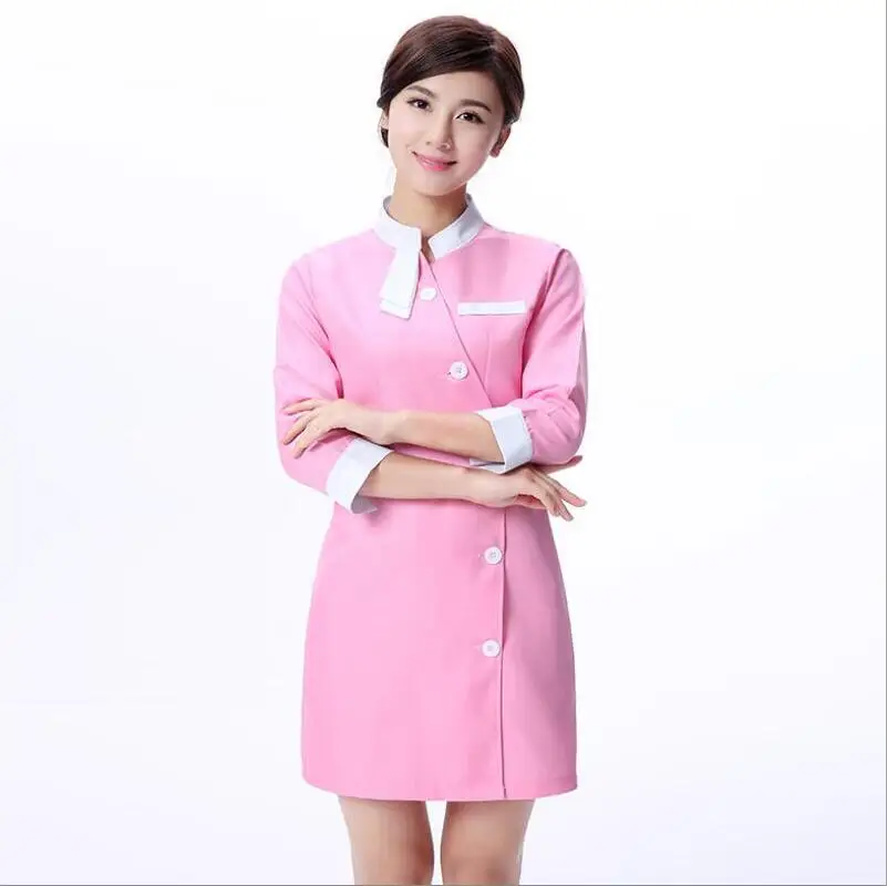 858-2 pink Новая рабочая одежда для медсестры униформа косметолога спецодежда медицинская платье косметолога красота униформа для салона - Цвет: 858-2 pink